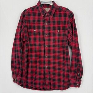 Duluth Trading Co Mens Red Black Plaid Flannel Shirt M 64507 Free Swingin Slim